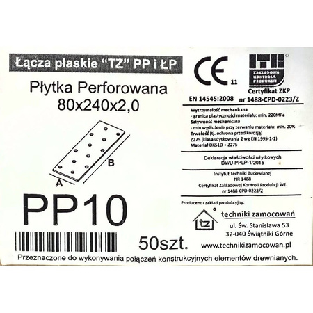 Płytki perforowane PP10 80x240x 2,0 mm (50 szt.)