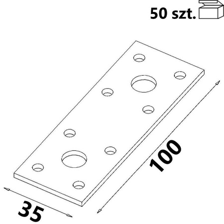 Łączniki ciesielskie płaskie ŁP1 100x35x 2,5 mm  (50 szt.)