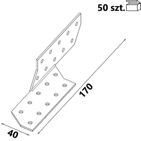 Łączniki ciesielskie krokwiowe prawe ŁK2 40x170x 2,0 mm (50 szt.)
